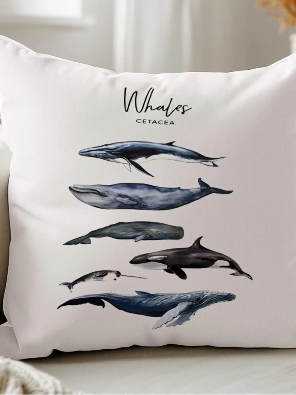 NEW Set of 2 Blue & White Whale & Shark Pillow Covers - 18”x18” - Covers Only